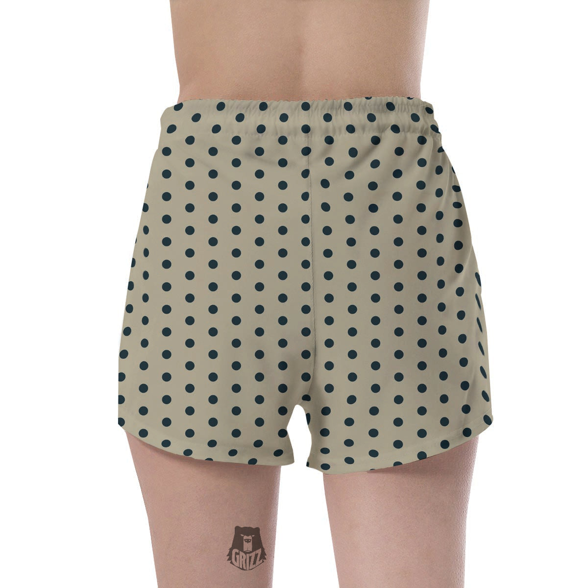 Cream And Black Polka Dot Print Women's Shorts-grizzshop