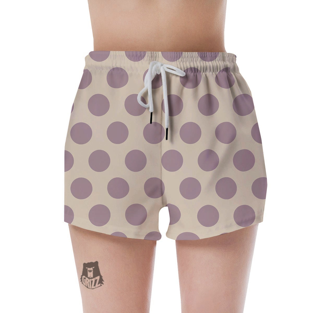 Cream And Brown Polka Dot Women's Shorts-grizzshop