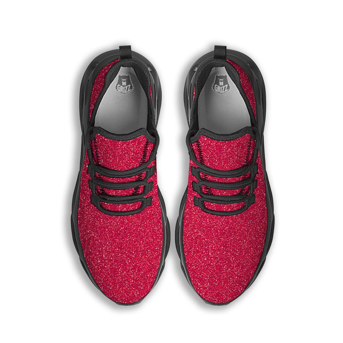 Crimson Glitter Artwork Print Black Running Shoes-grizzshop