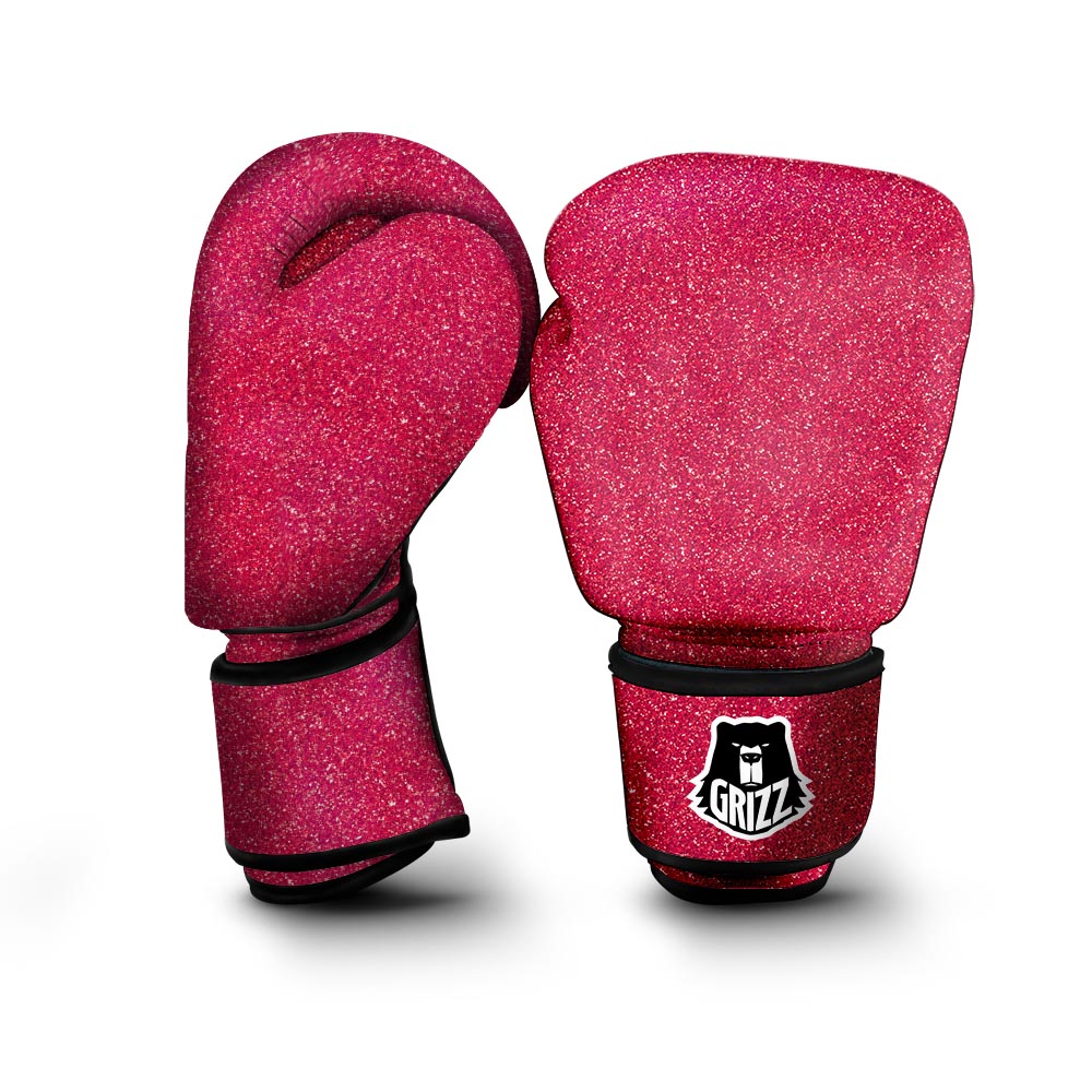 Crimson Glitter Artwork Print Boxing Gloves-grizzshop