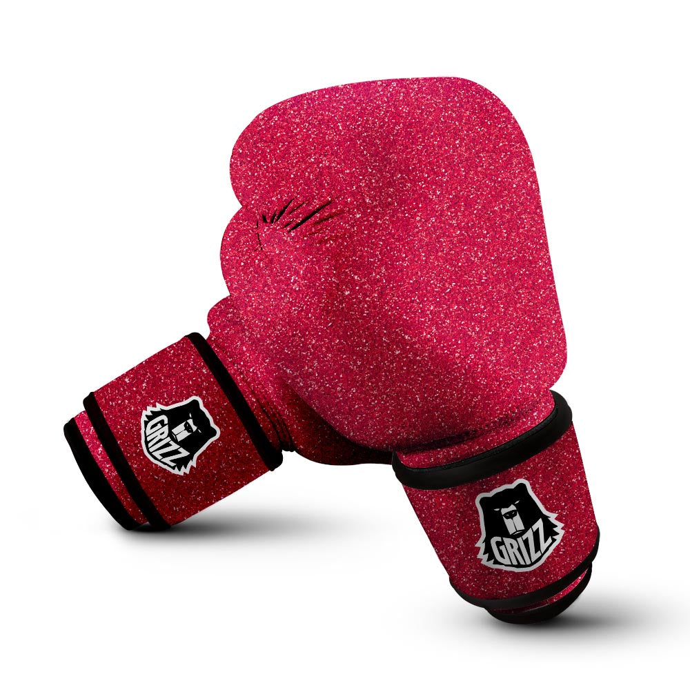 Crimson Glitter Artwork Print Boxing Gloves-grizzshop