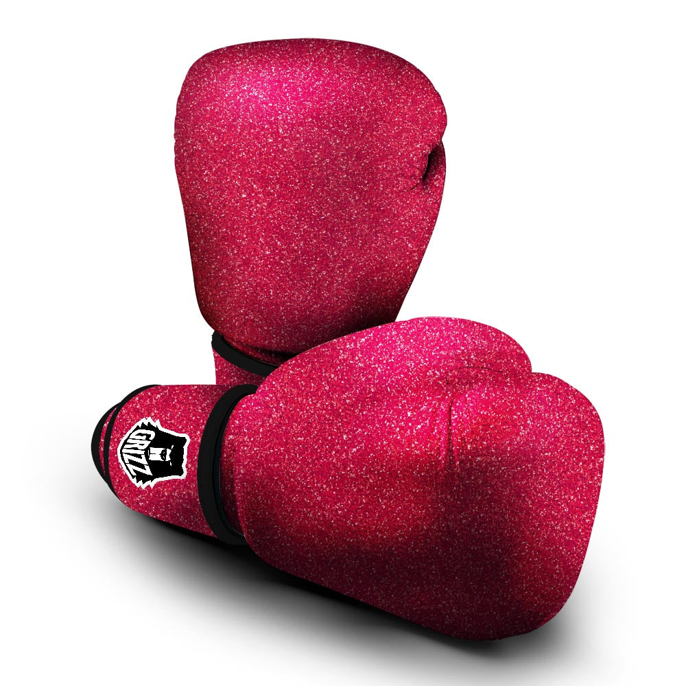 Crimson Glitter Artwork Print Boxing Gloves-grizzshop