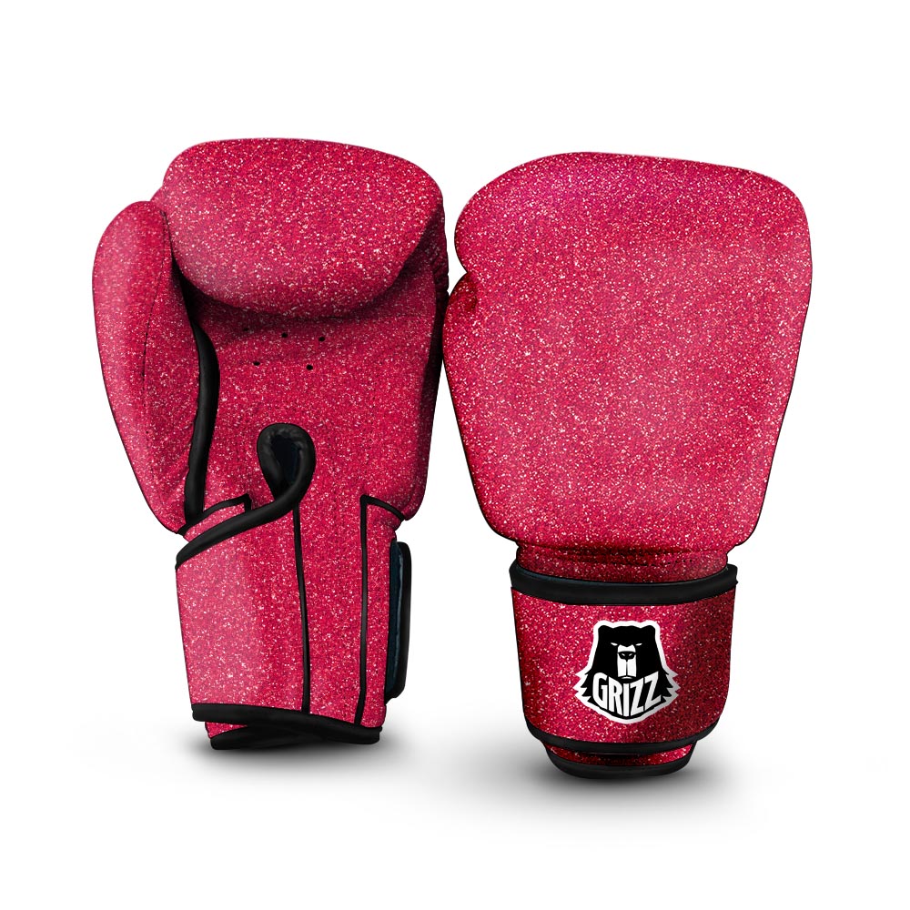 Crimson Glitter Artwork Print Boxing Gloves-grizzshop