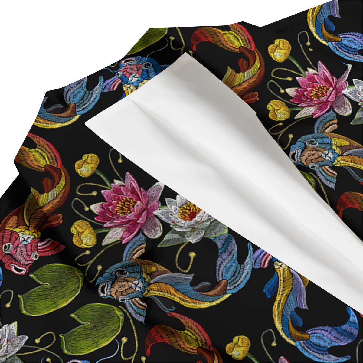 Crochet Koi Fish Lotus Pattern Print Men's Blazer-grizzshop
