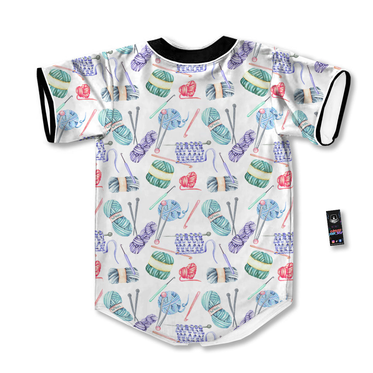 Crochet Yarn Print Pattern Baseball Jersey-grizzshop