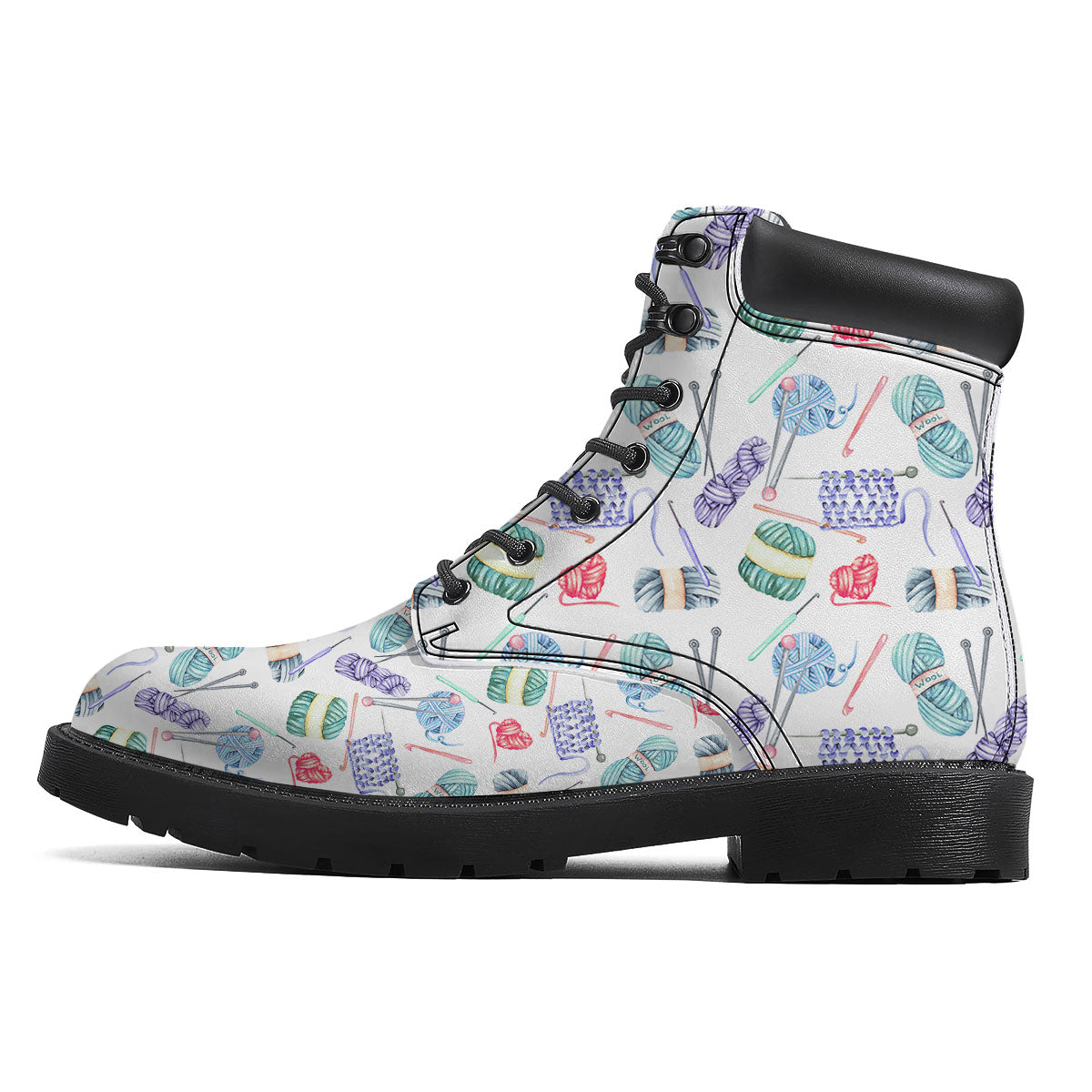 Crochet Yarn Print Pattern Boots-grizzshop