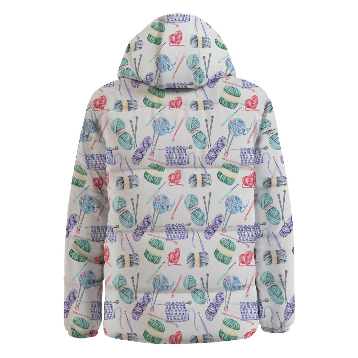 Crochet Yarn Print Pattern Down Jacket-grizzshop