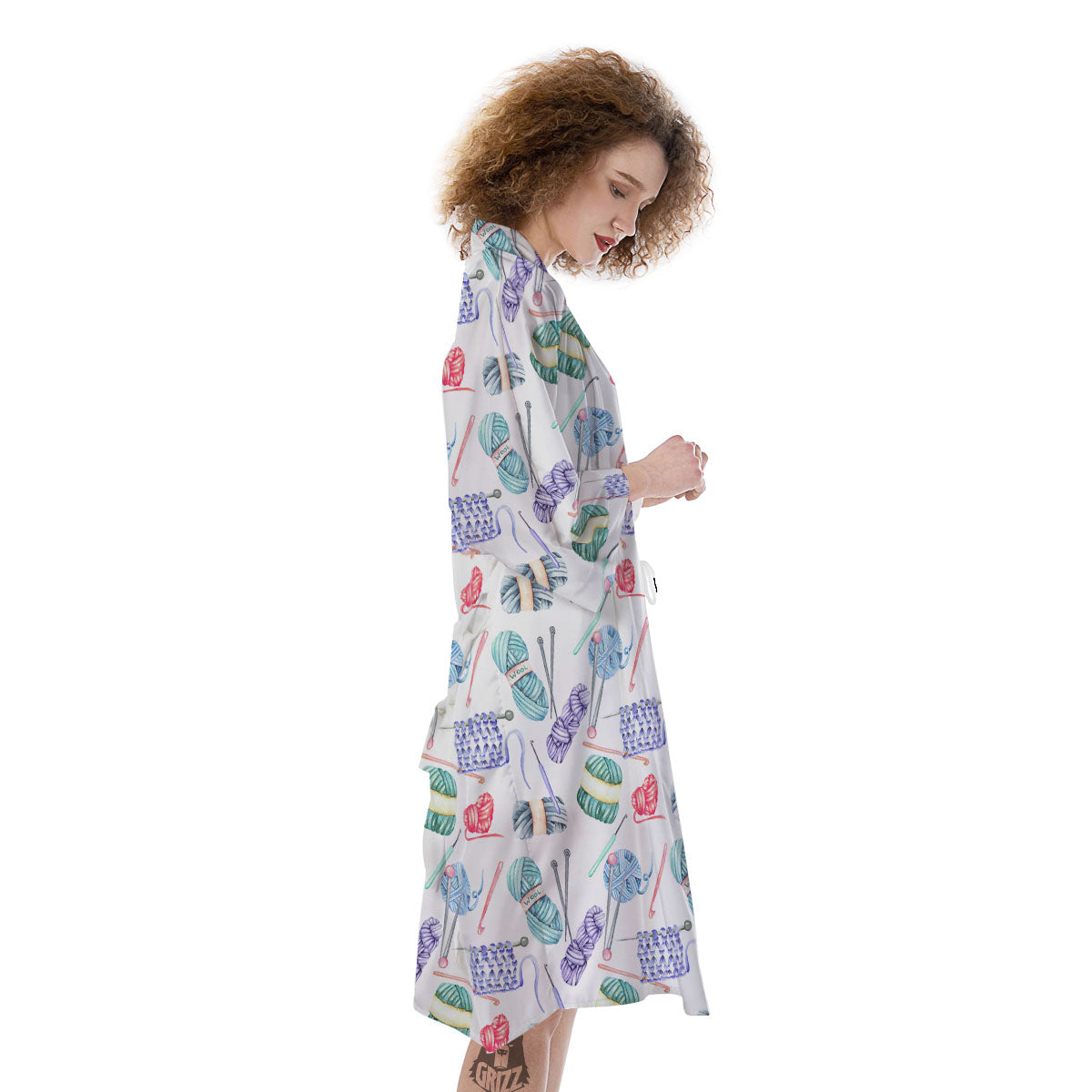 Crochet Yarn Print Pattern Kimono-grizzshop