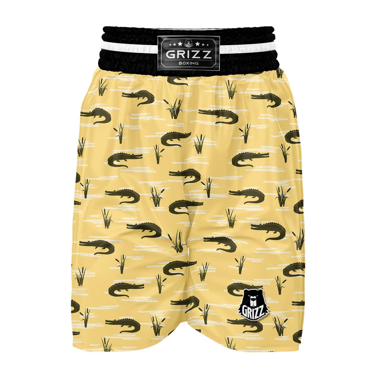 Crocodile River Print Pattern Boxing Shorts-grizzshop