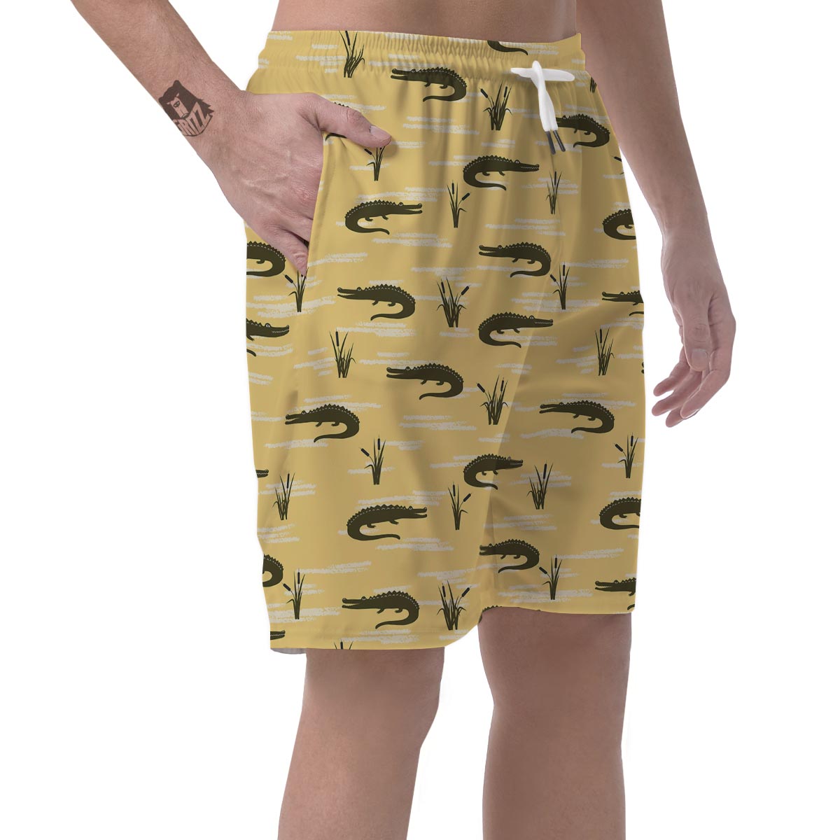 Crocodile River Print Pattern Men's Shorts-grizzshop