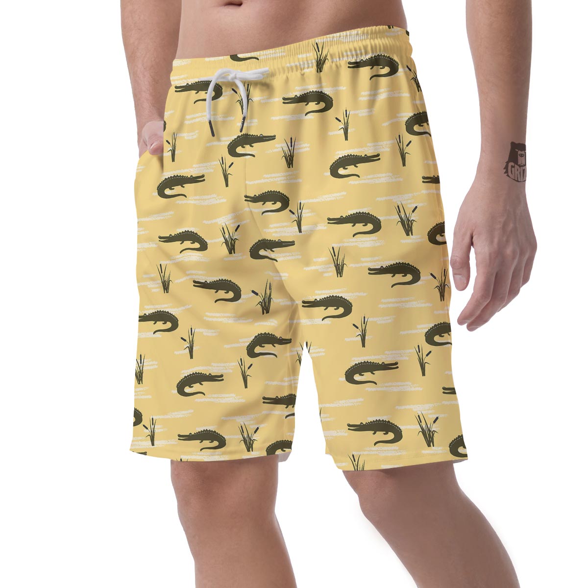Crocodile River Print Pattern Men's Shorts-grizzshop