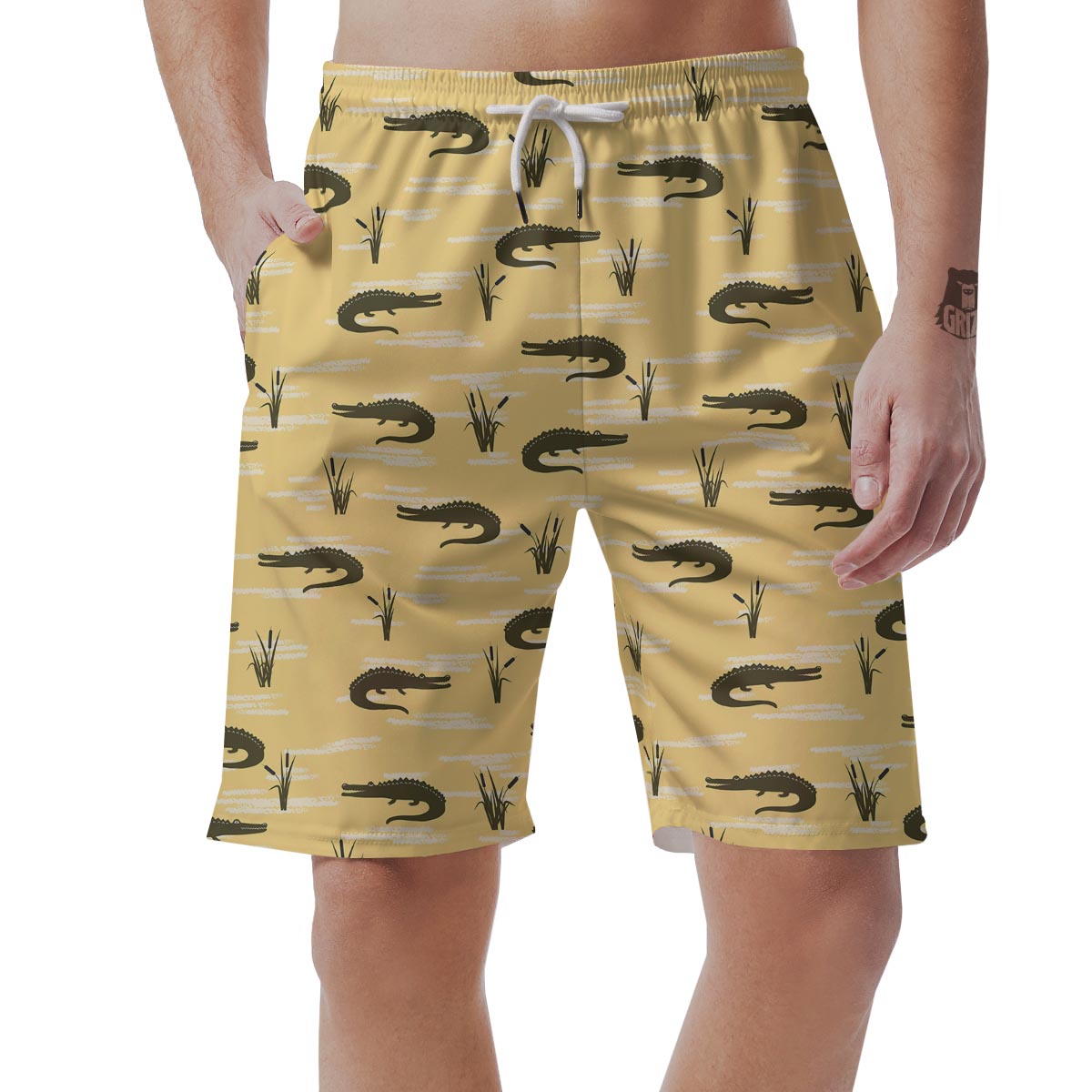 Crocodile River Print Pattern Men's Shorts-grizzshop