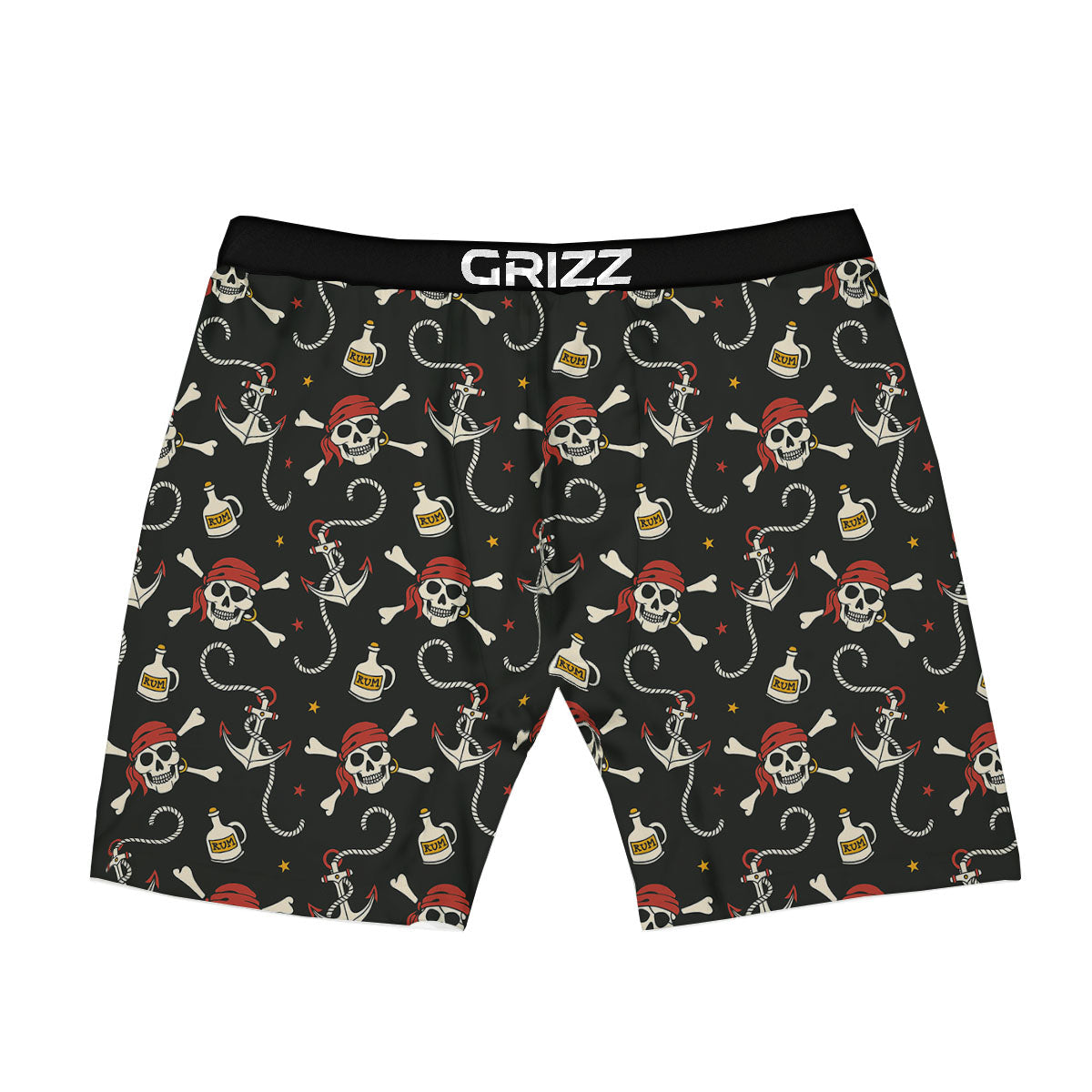 Crossbones Pirate Skull Print Pattern Boxer Briefs-grizzshop