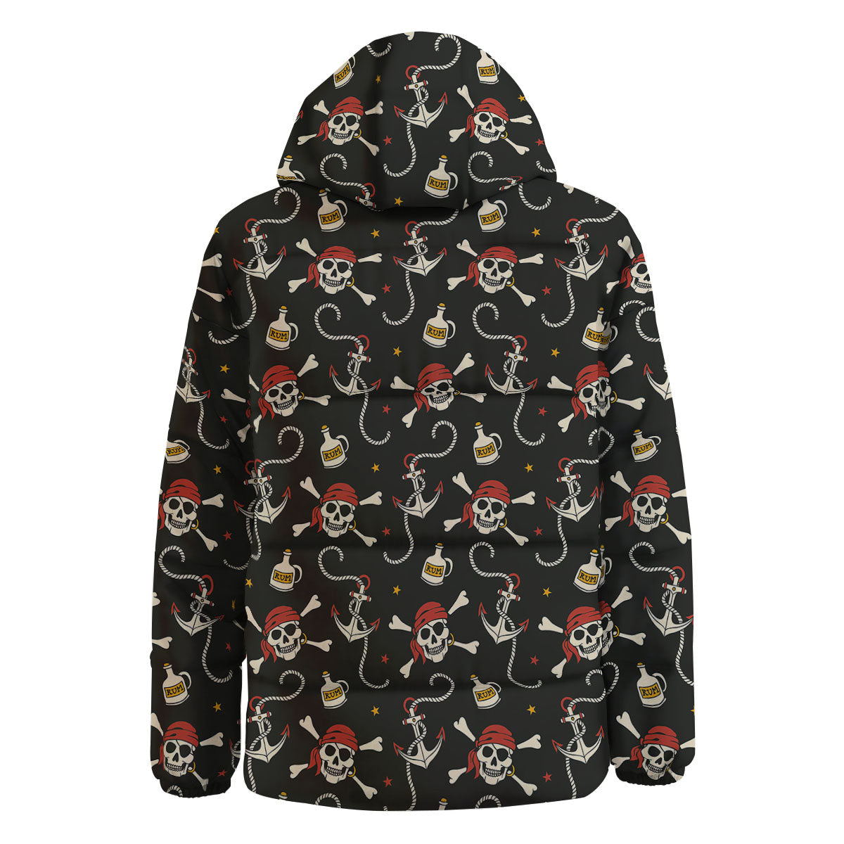 Crossbones Pirate Skull Print Pattern Down Jacket-grizzshop