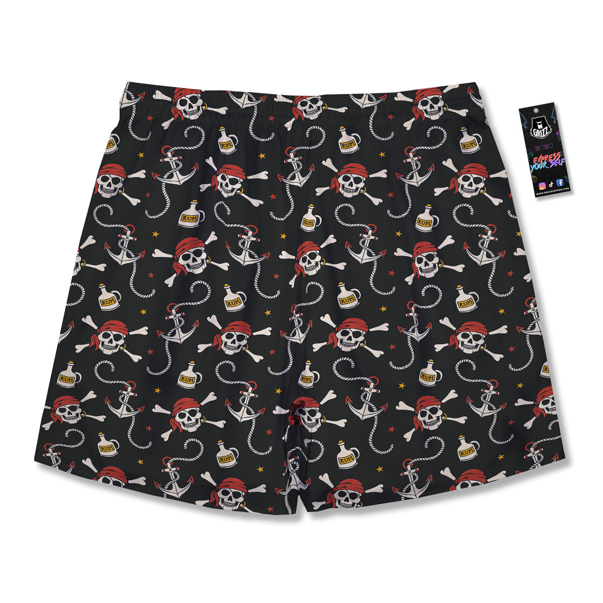 Crossbones Pirate Skull Print Pattern Men's Running Shorts-grizzshop