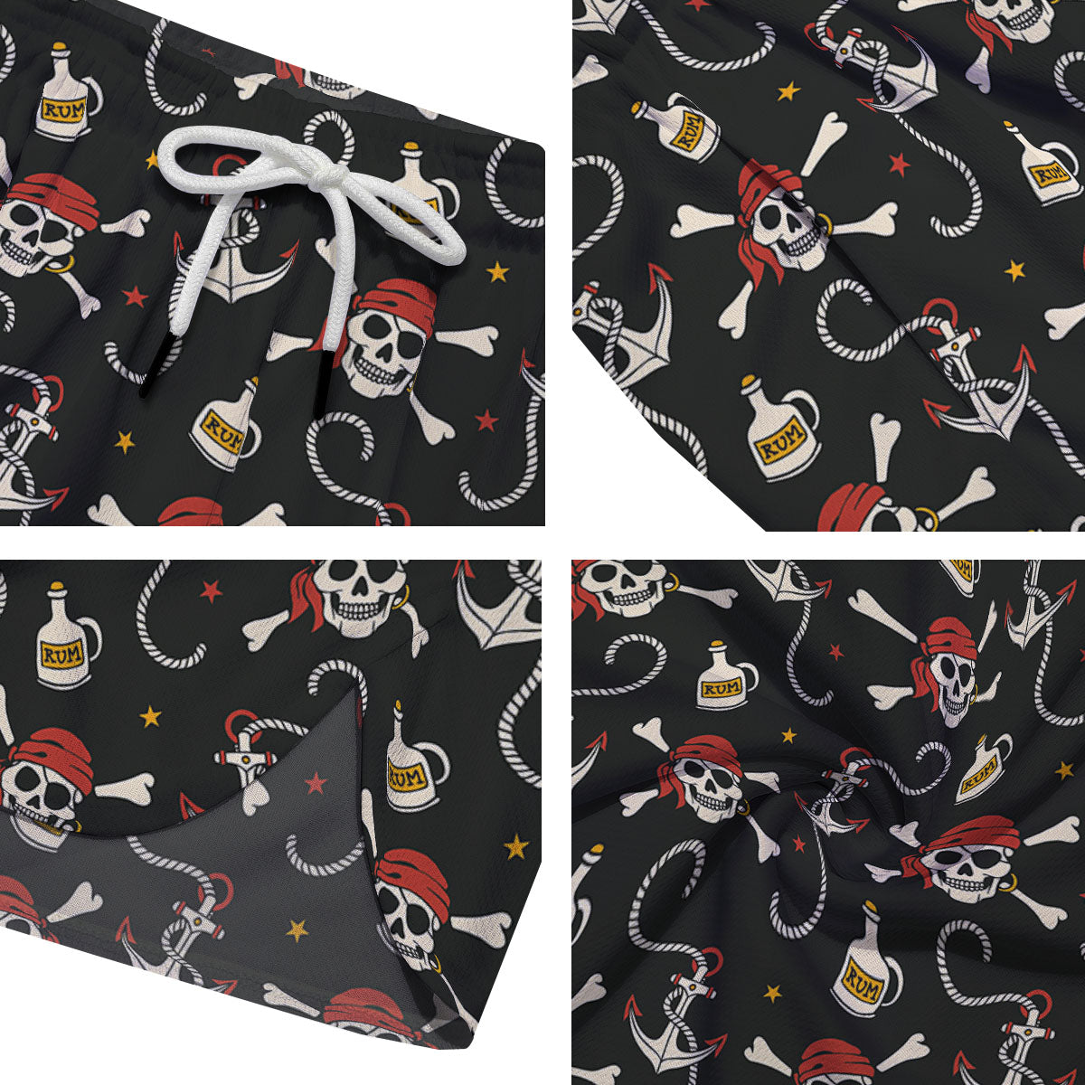 Crossbones Pirate Skull Print Pattern Men's Running Shorts-grizzshop