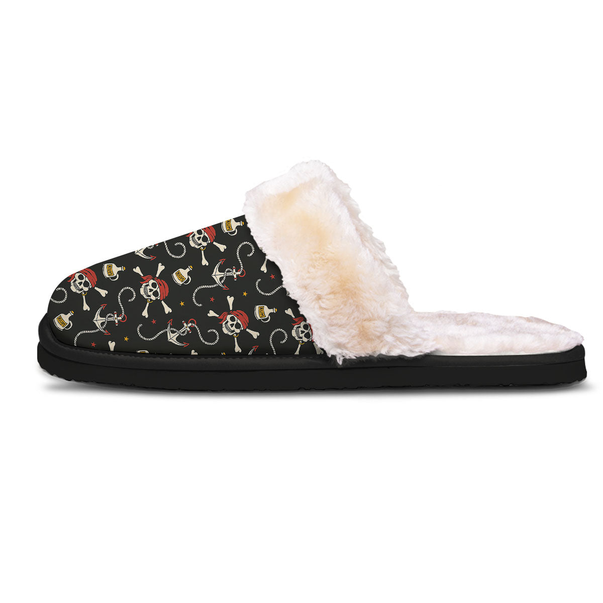 Crossbones Pirate Skull Print Pattern Slippers-grizzshop