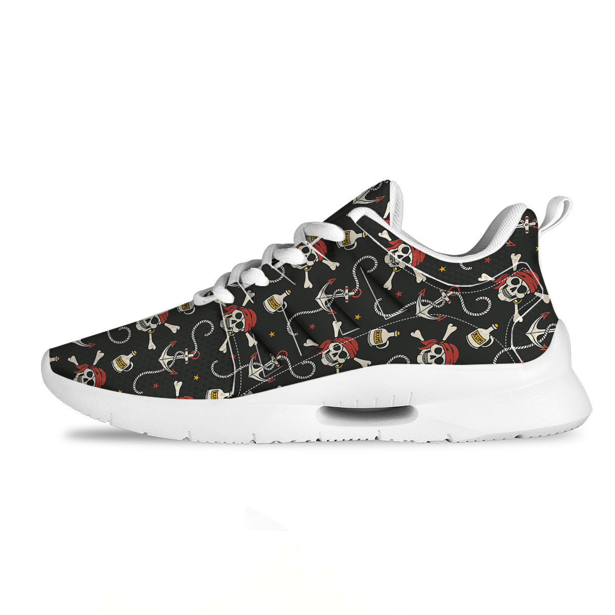 Crossbones Pirate Skull Print Pattern Tennis Shoes-grizzshop