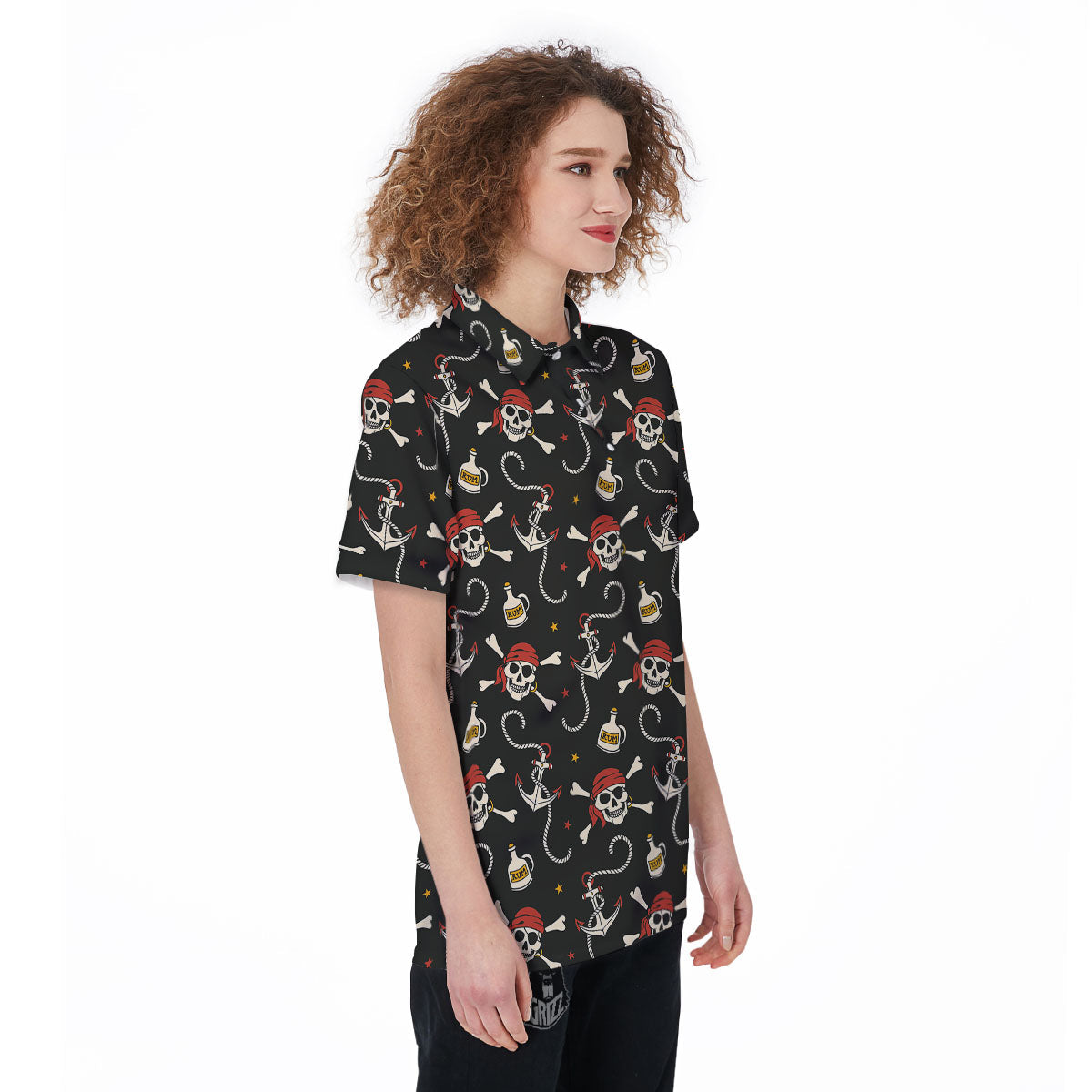 Crossbones Pirate Skull Print Pattern Women's Golf Shirts-grizzshop