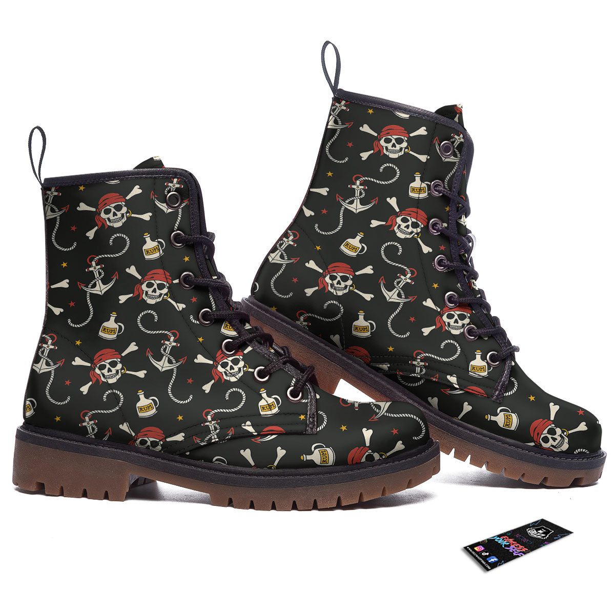 Crossbones Pirate Skull Print Pattern Work Boots-grizzshop