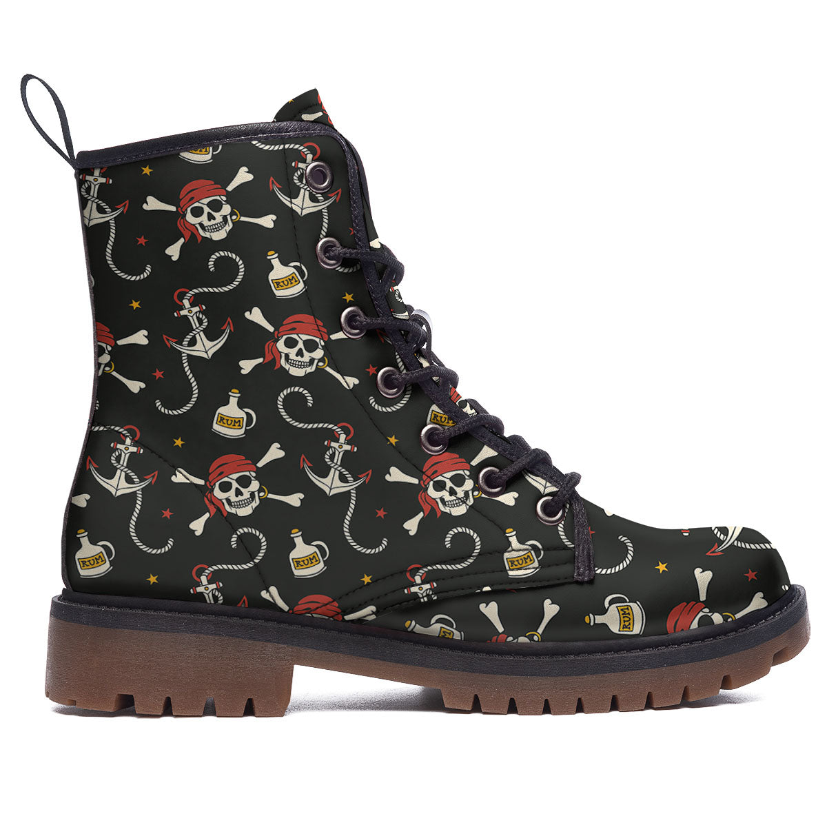 Crossbones Pirate Skull Print Pattern Work Boots-grizzshop