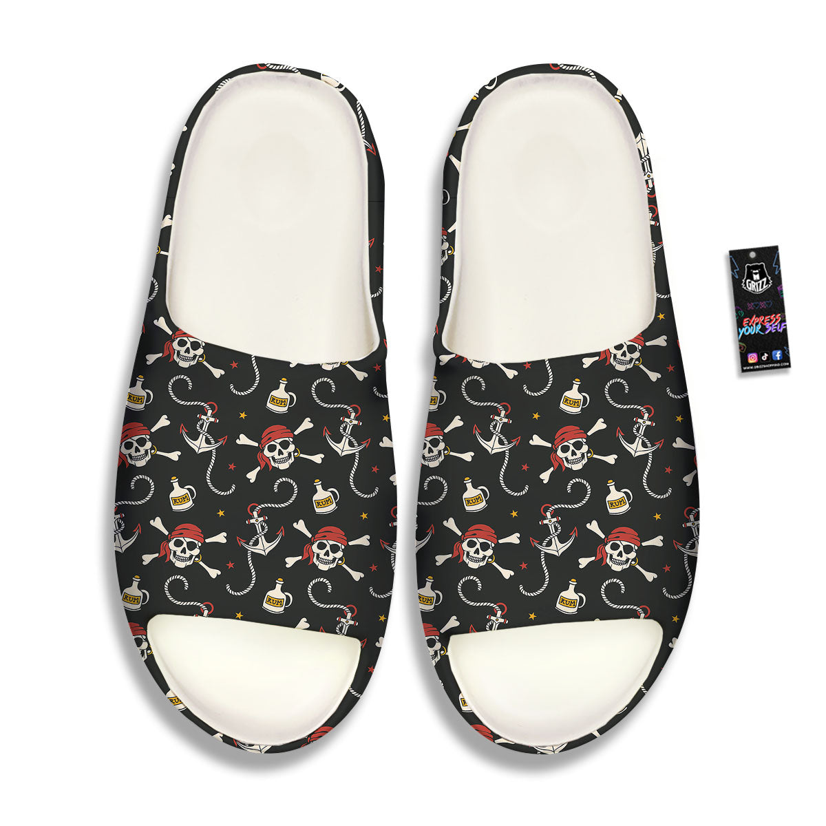 Crossbones Pirate Skull Print Pattern Sandals-grizzshop