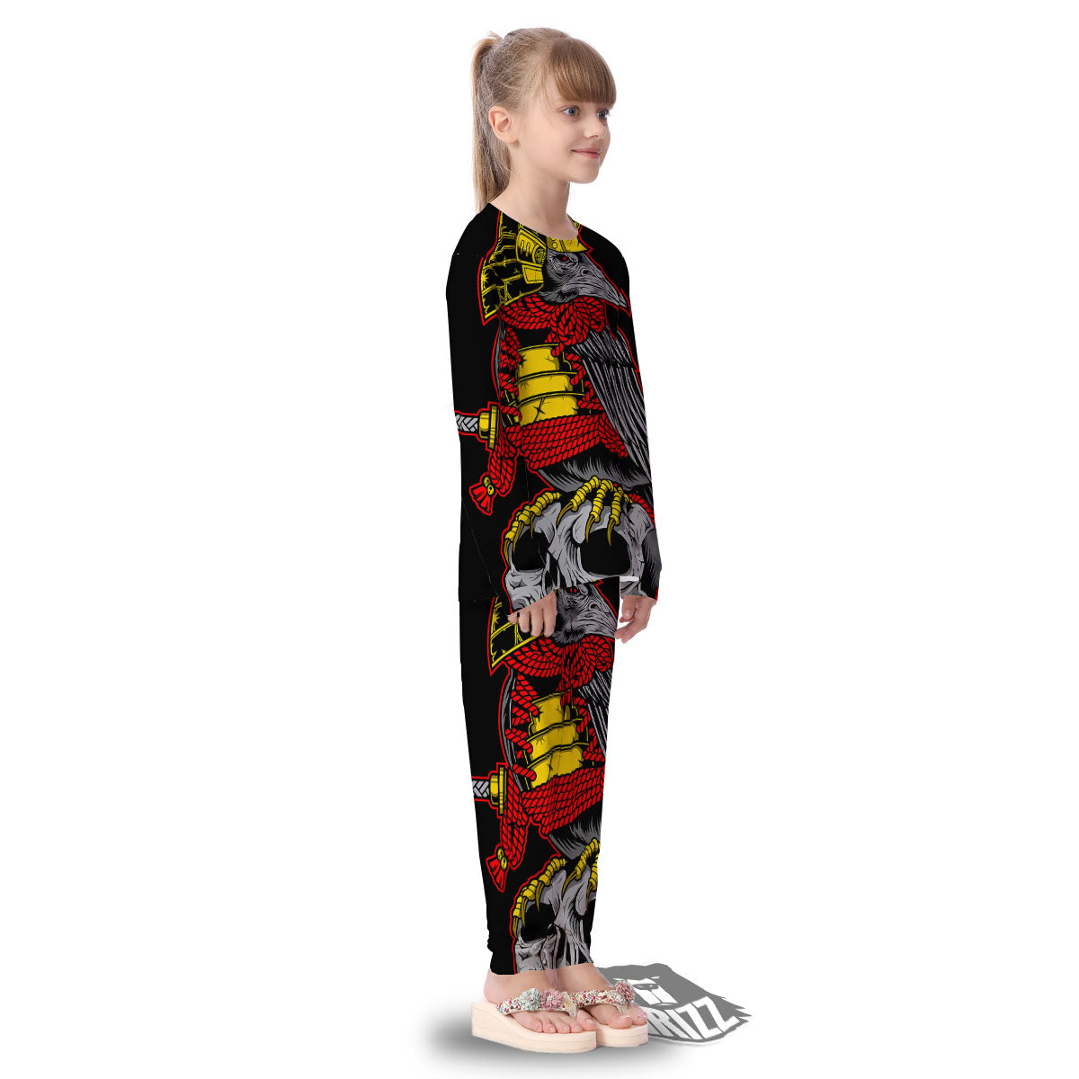 Crow And Samurai Print Kid's Pajamas-grizzshop