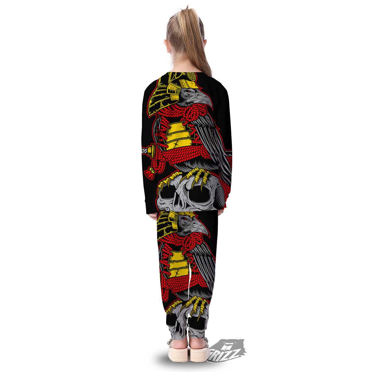 Crow And Samurai Print Kid's Pajamas-grizzshop