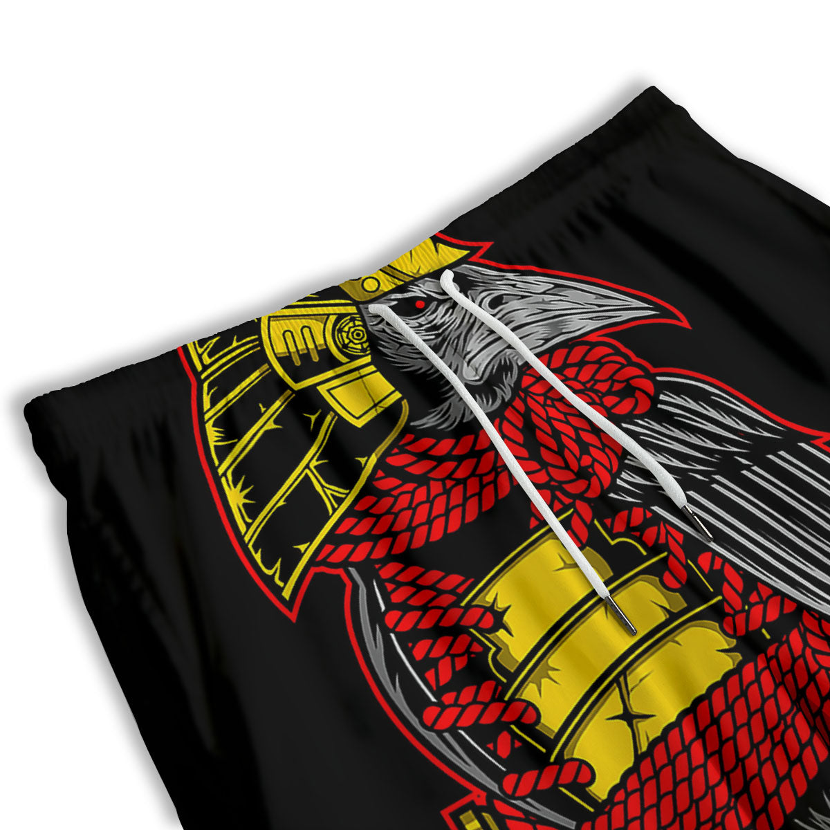 Crow And Samurai Print Men's Athletic Shorts