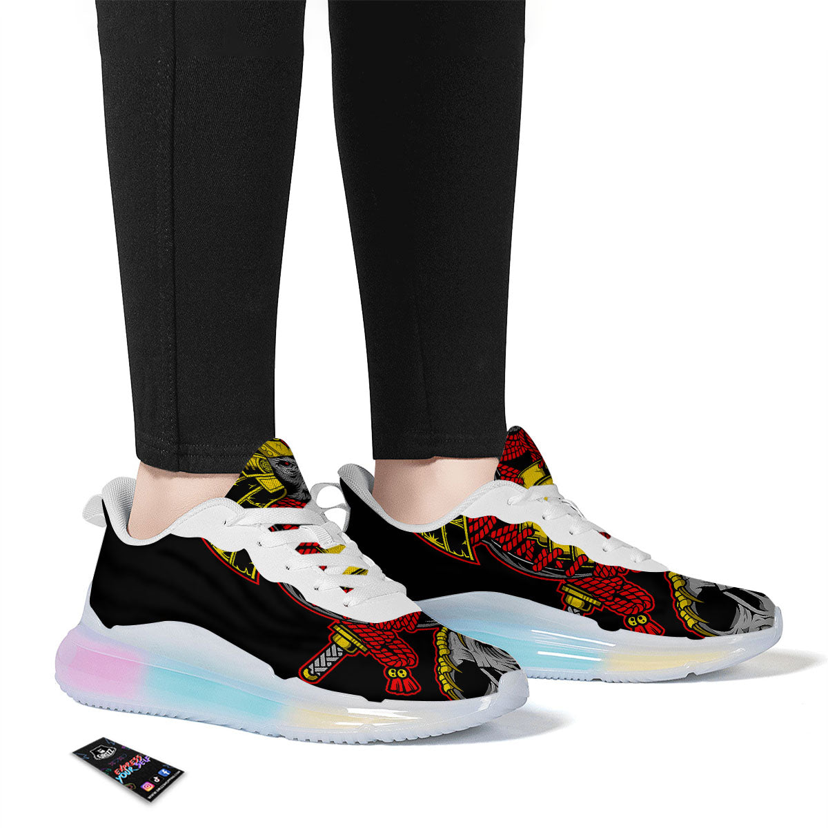Crow And Samurai Print Running Sneakers-grizzshop