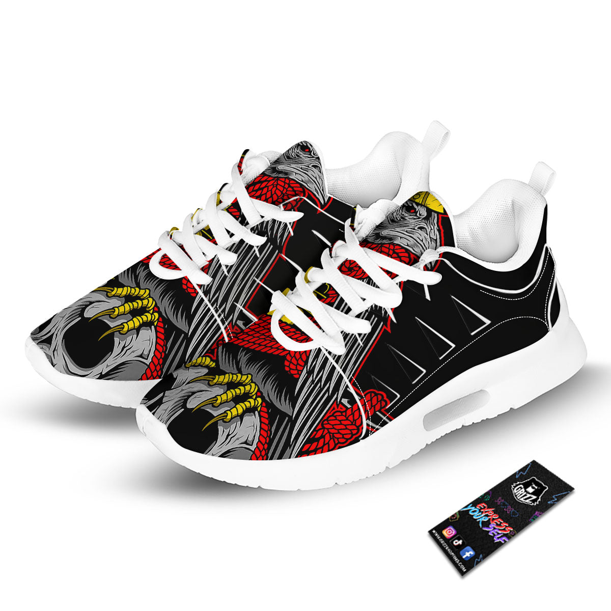Crow And Samurai Print Tennis Shoes-grizzshop