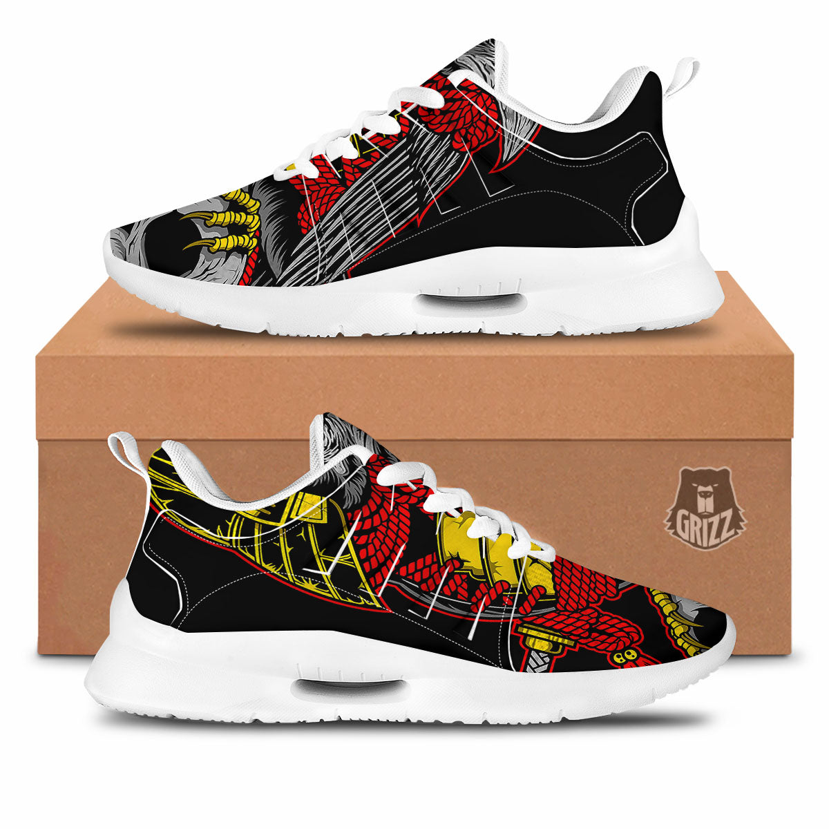 Crow And Samurai Print Tennis Shoes-grizzshop