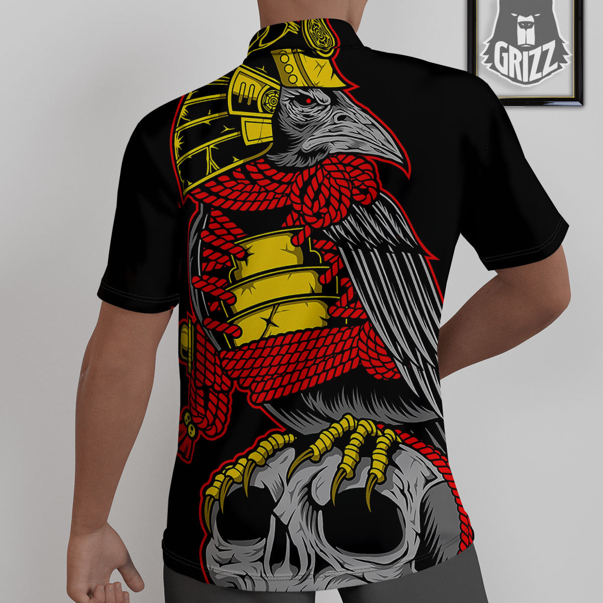 Crow And Samurai Print Untucked Shirts-grizzshop