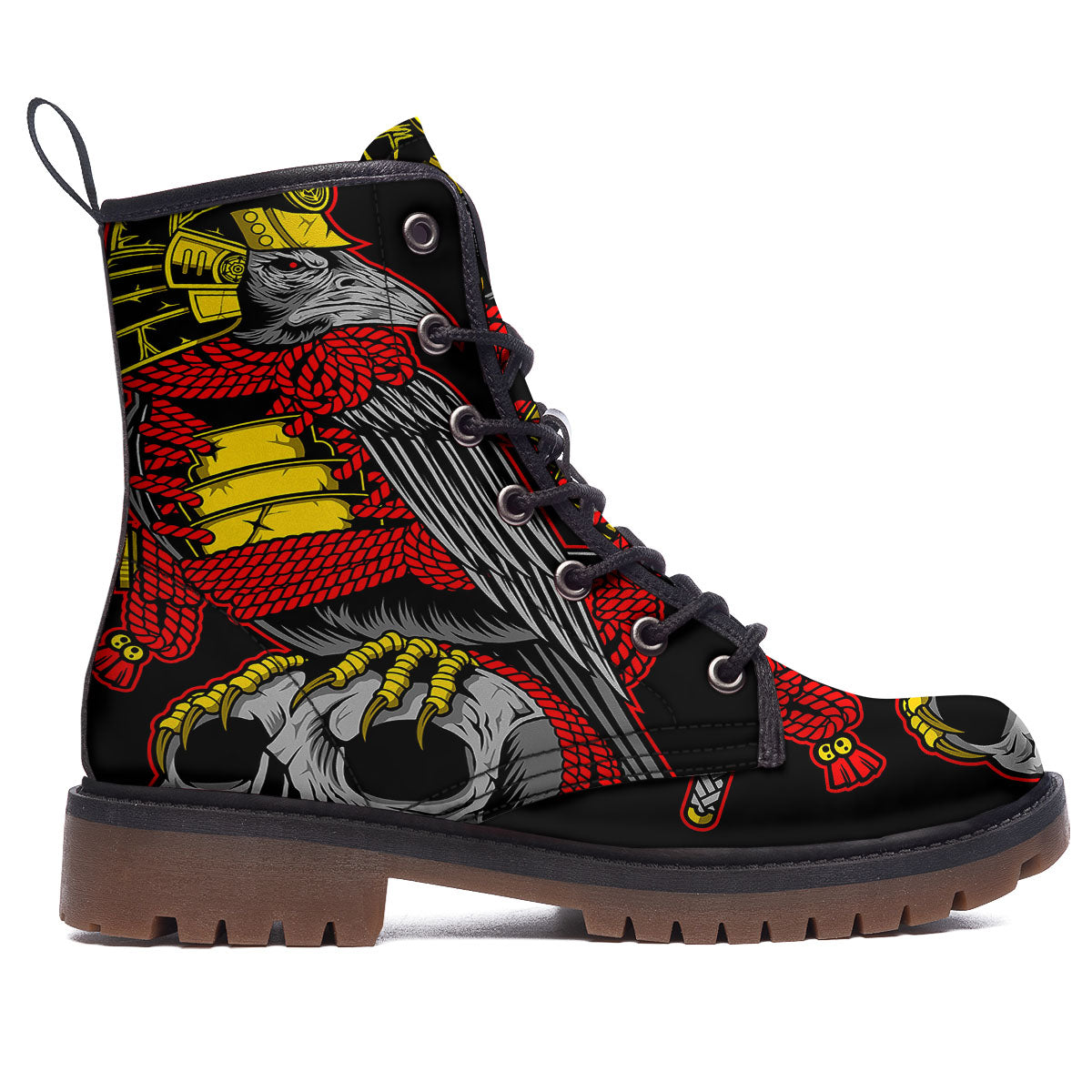 Crow And Samurai Print Work Boots-grizzshop