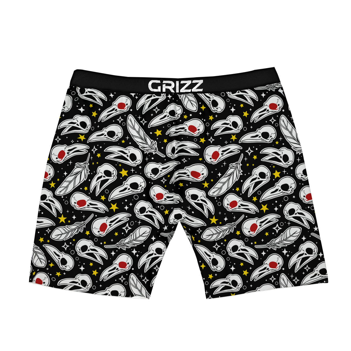 Crow Skull And Feathers Print Pattern Boxer Briefs-grizzshop