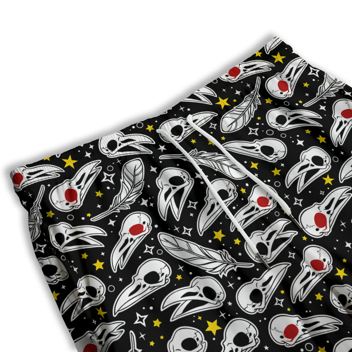Crow Skull And Feathers Print Pattern Men's Athletic Shorts