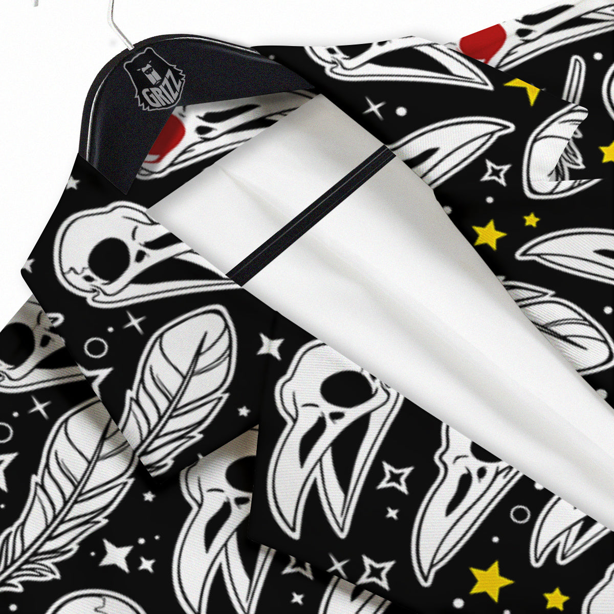 Crow Skull And Feathers Print Pattern Men's Sport Coat-grizzshop