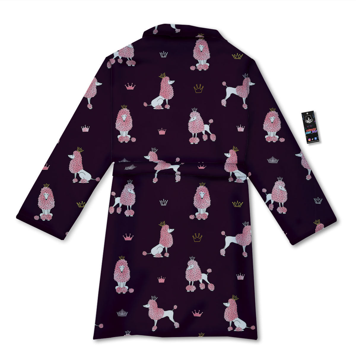 Crown And Poodle Print Pattern Bathrobe-grizzshop