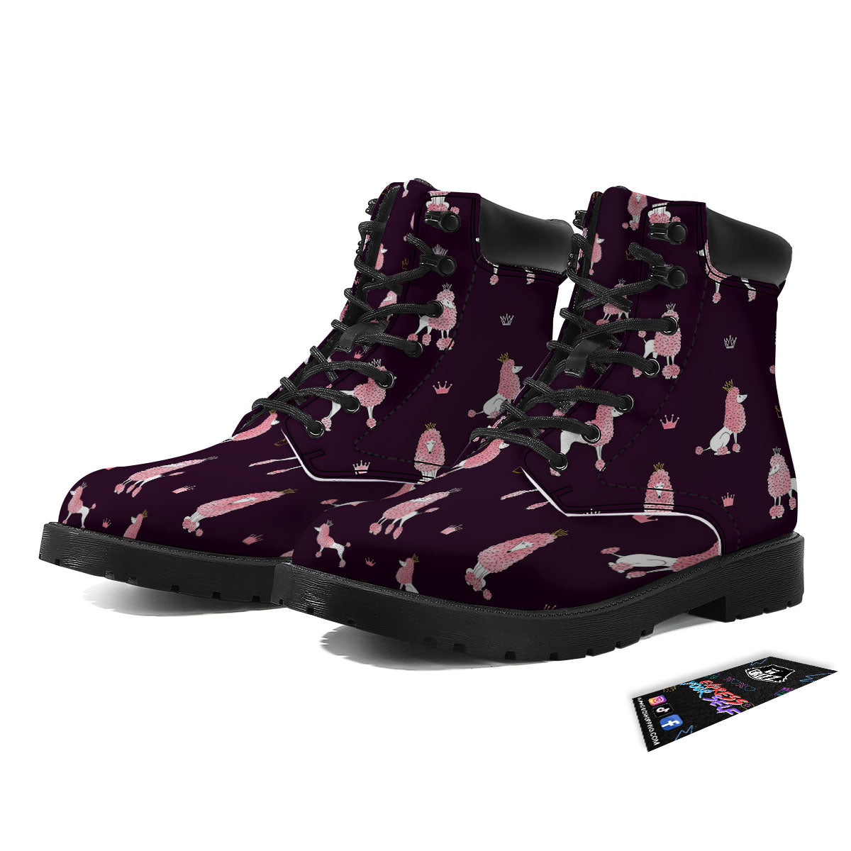 Crown And Poodle Print Pattern Boots-grizzshop