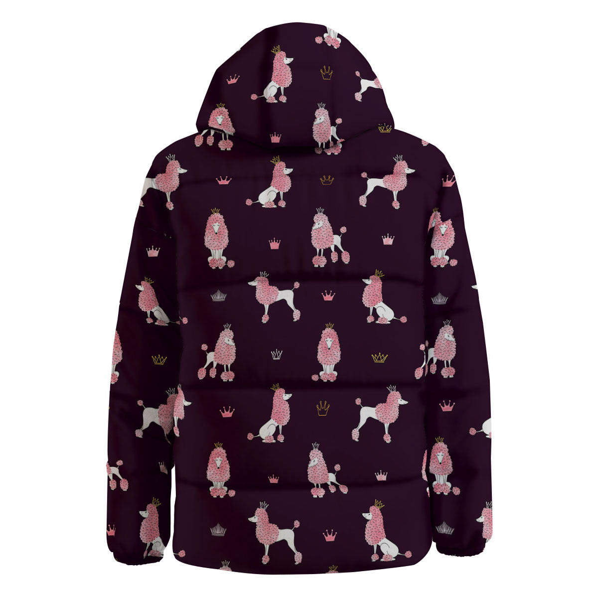 Crown And Poodle Print Pattern Down Jacket-grizzshop