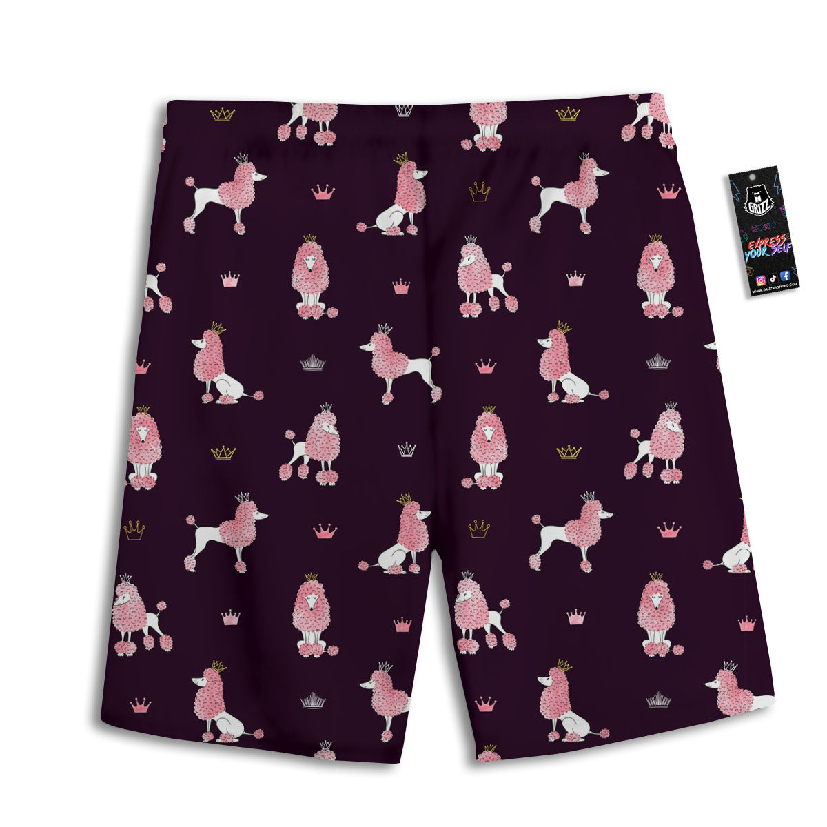 Crown And Poodle Print Pattern Men's Athletic Shorts