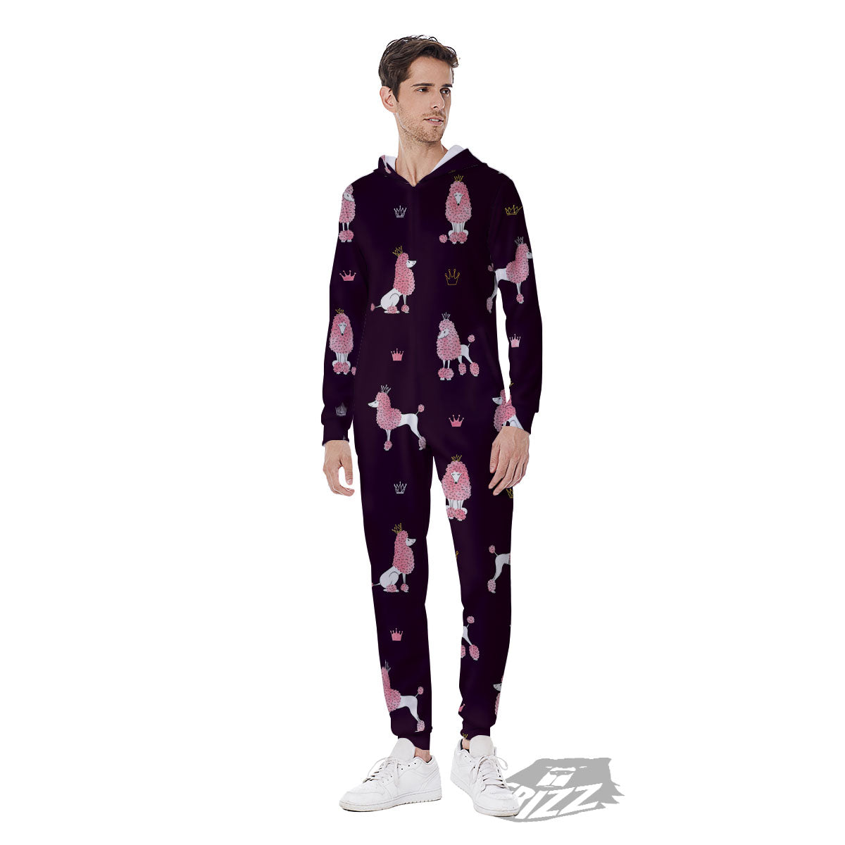 Crown And Poodle Print Pattern Men's Jumpsuit-grizzshop