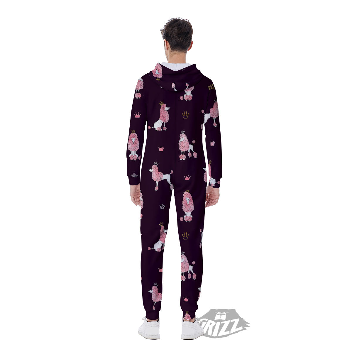 Crown And Poodle Print Pattern Men's Jumpsuit-grizzshop