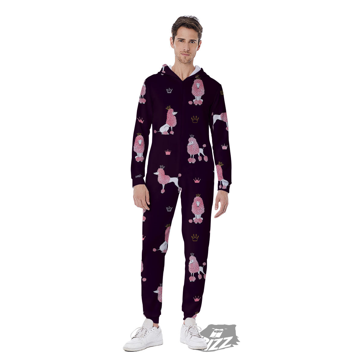 Crown And Poodle Print Pattern Men's Jumpsuit-grizzshop