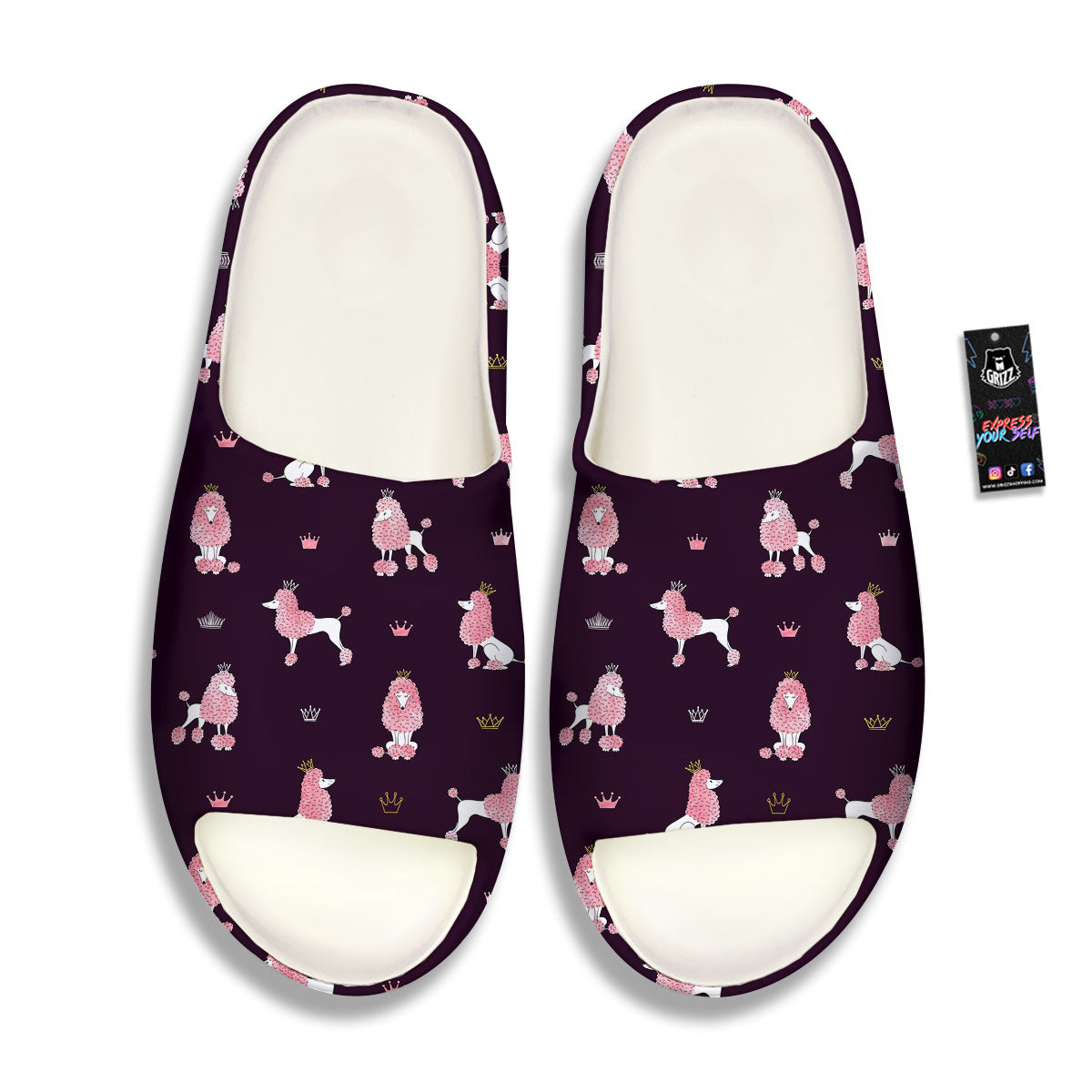 Crown And Poodle Print Pattern Sandals-grizzshop