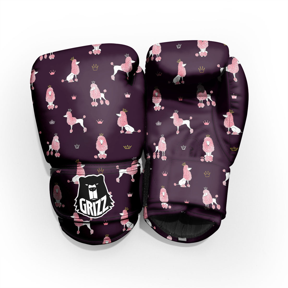 Crown And Poodle Print Pattern Pro Boxing Glove