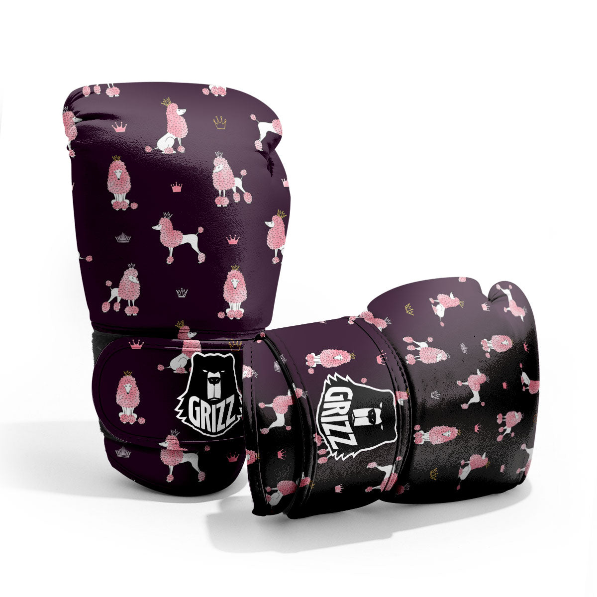 Crown And Poodle Print Pattern Pro Boxing Glove