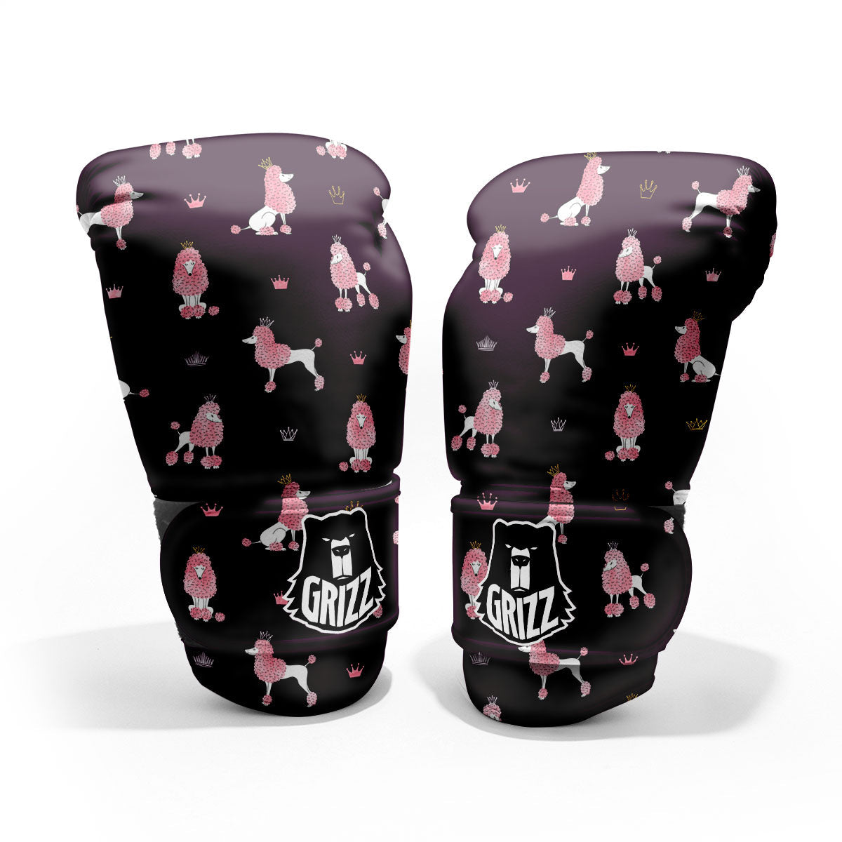 Crown And Poodle Print Pattern Pro Boxing Glove