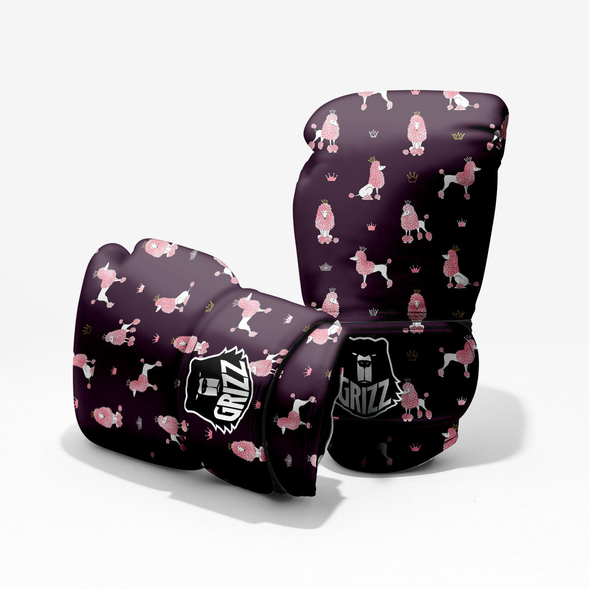 Crown And Poodle Print Pattern Pro Boxing Glove
