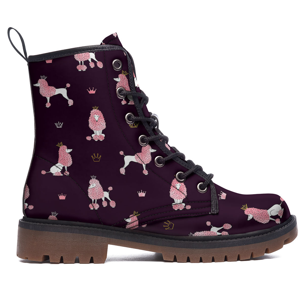 Crown And Poodle Print Pattern Work Boots-grizzshop